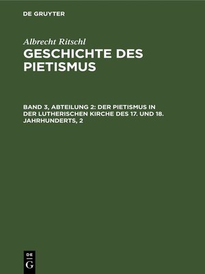 cover image of Der Pietismus in der lutherischen Kirche des 17. und 18. Jahrhunderts, 2